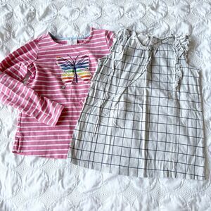Hanna Andersson Girls 12 Top Bundle Pink Stripes Butterfly Gray Windowpane Print